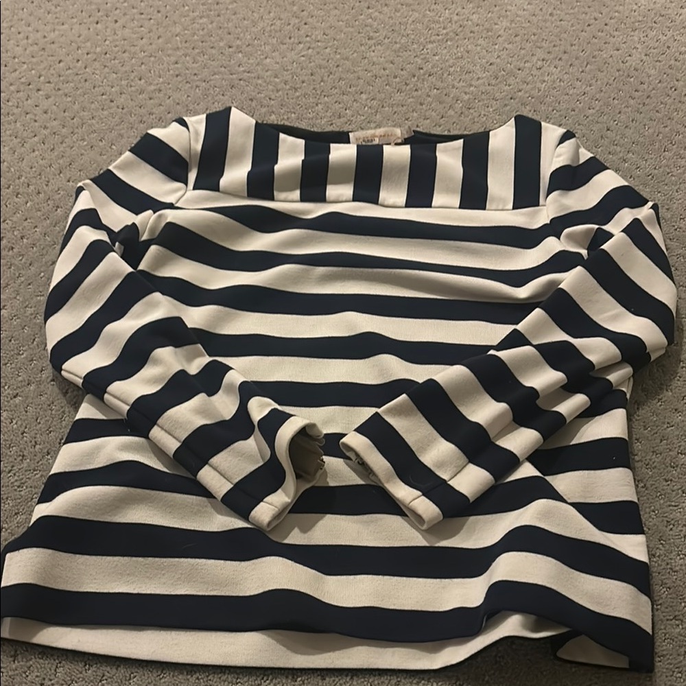 tory burch white and blue blouse